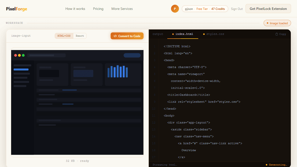 Screenshot to Code AI screenshot 2